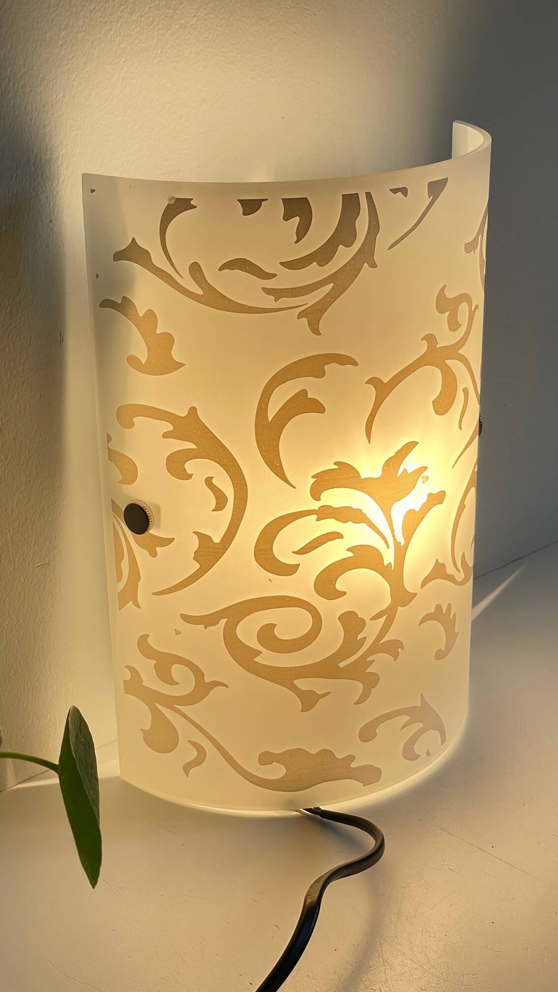 Polished and screen-printed glass sconce by eglo