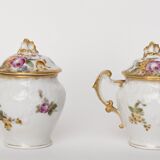 Pair of cfh gdm porcelain cream jars in limoges