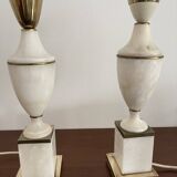 Pair of Art Deco marble and brass lamps