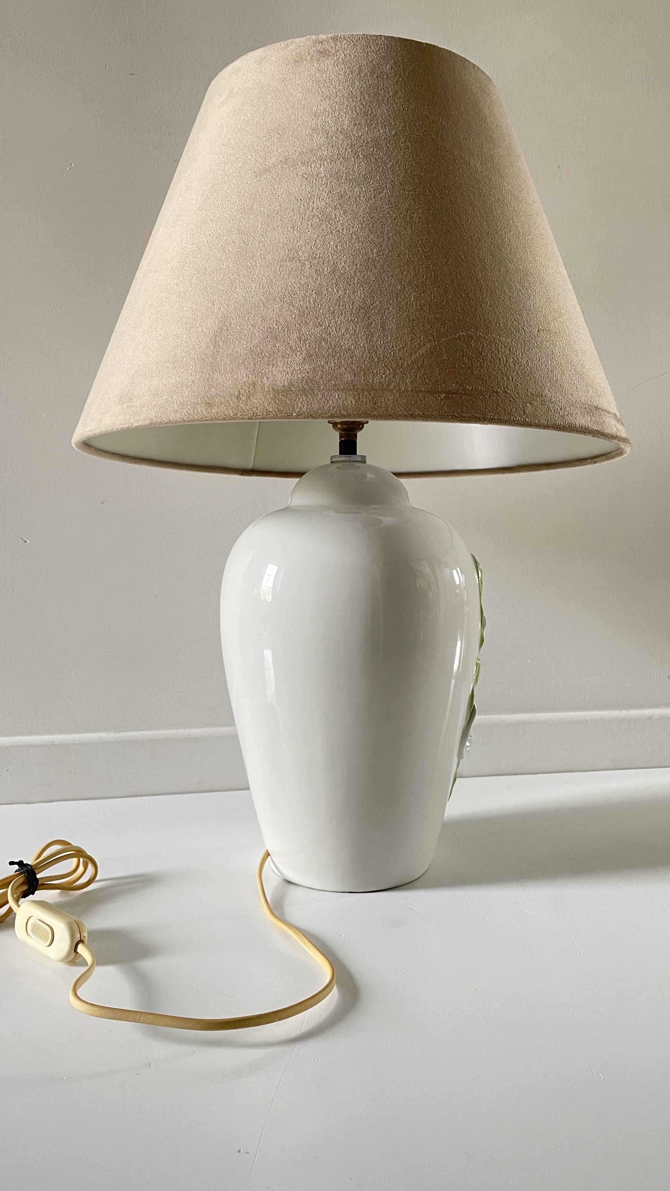 Italian ceramic lamp with arum flowers