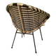 1960s Black and White Woven Round Bucket Chair