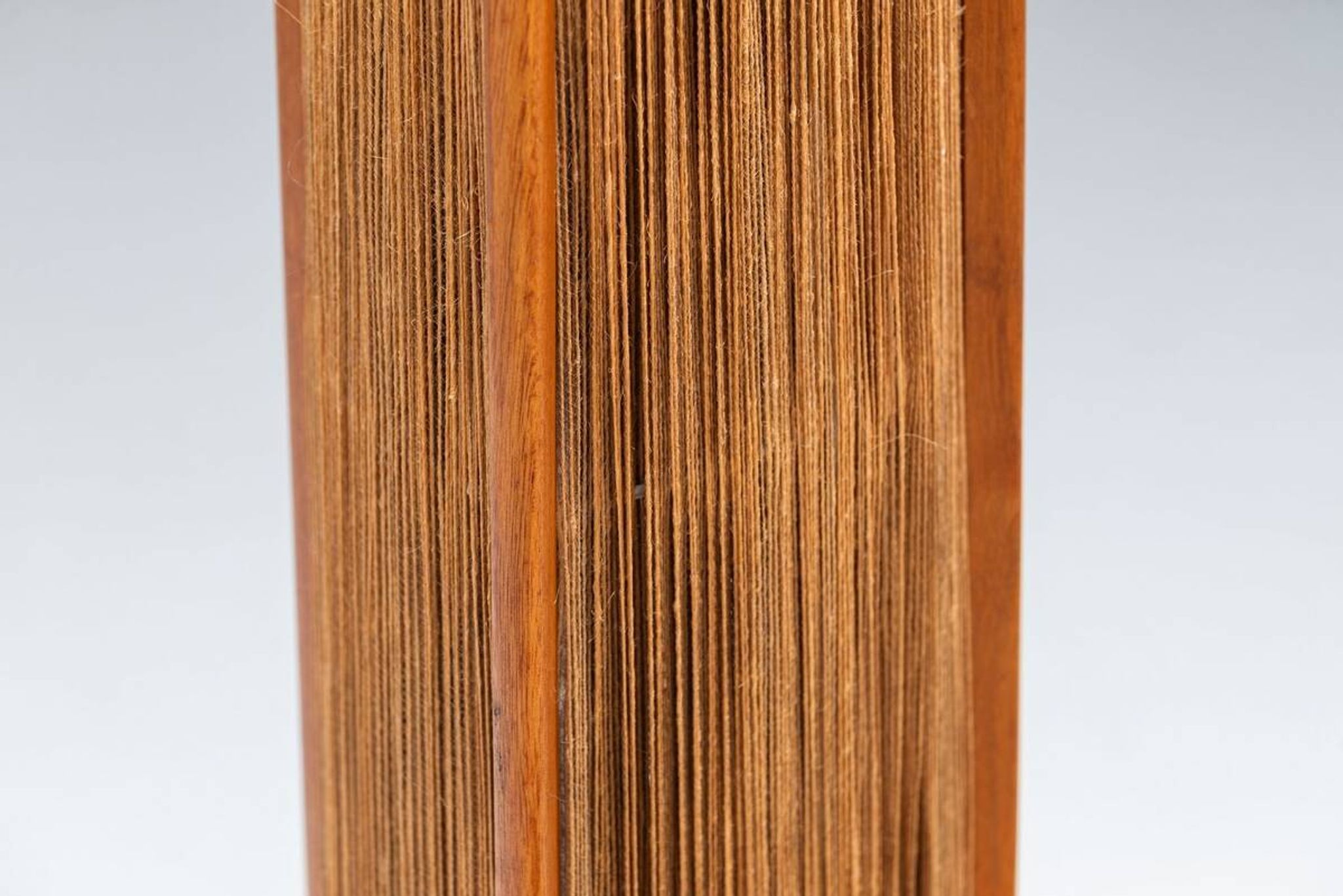 Temde tripod floor lamp in sisal and teak, Switzerland, 1960