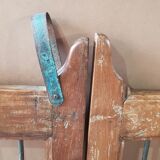 Old Burmese teak gate with openwork wrought iron panels