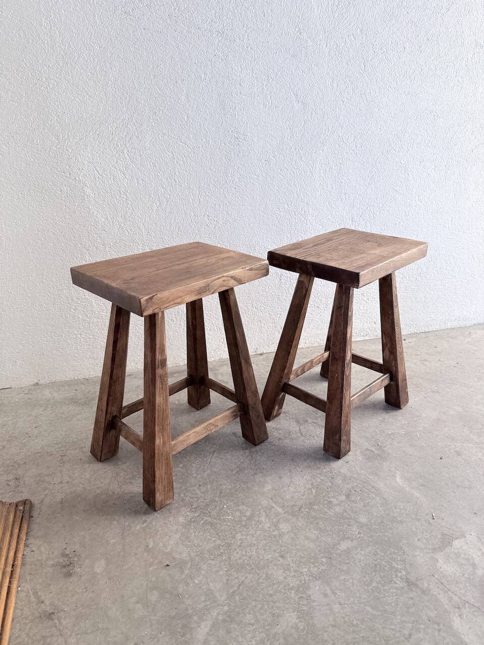 Pair of oak stools from the 1960s.