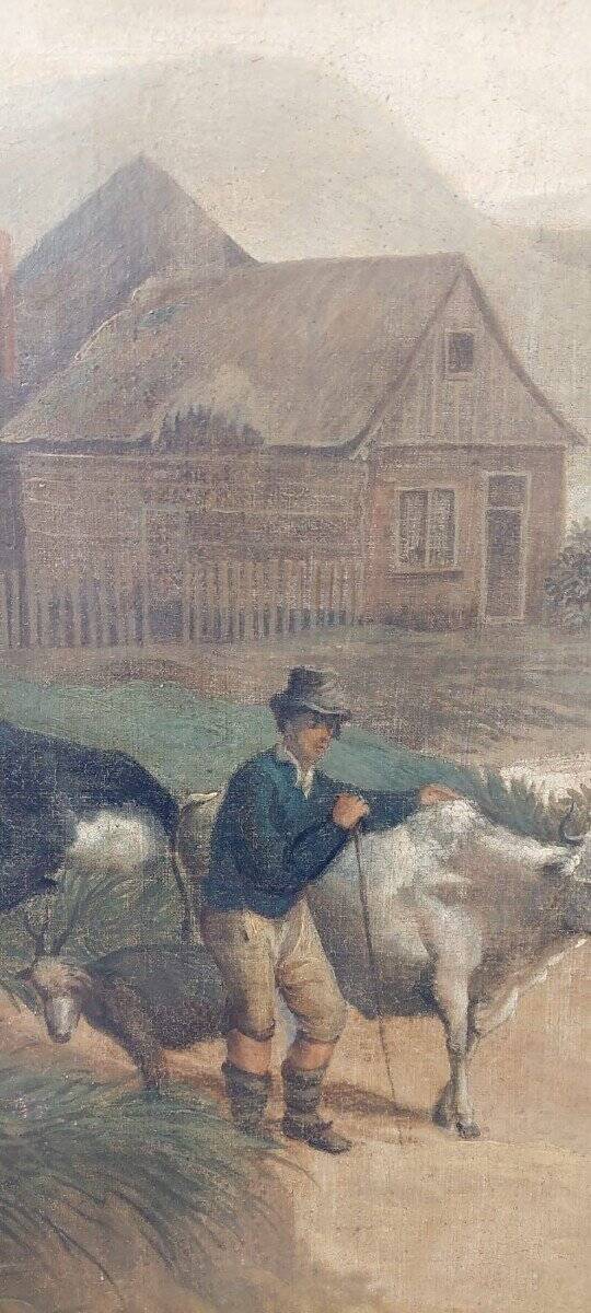 Large oil painting on canvas 2 m x 1.50 m - animated landscape - Charles Louis Verboeckhoven