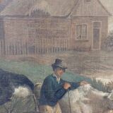 Large oil painting on canvas 2 m x 1.50 m - animated landscape - Charles Louis Verboeckhoven