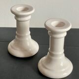 Pair of white ceramic candle holders
