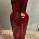 Ancien vase rouge pâte de verre Bob Le Bleis