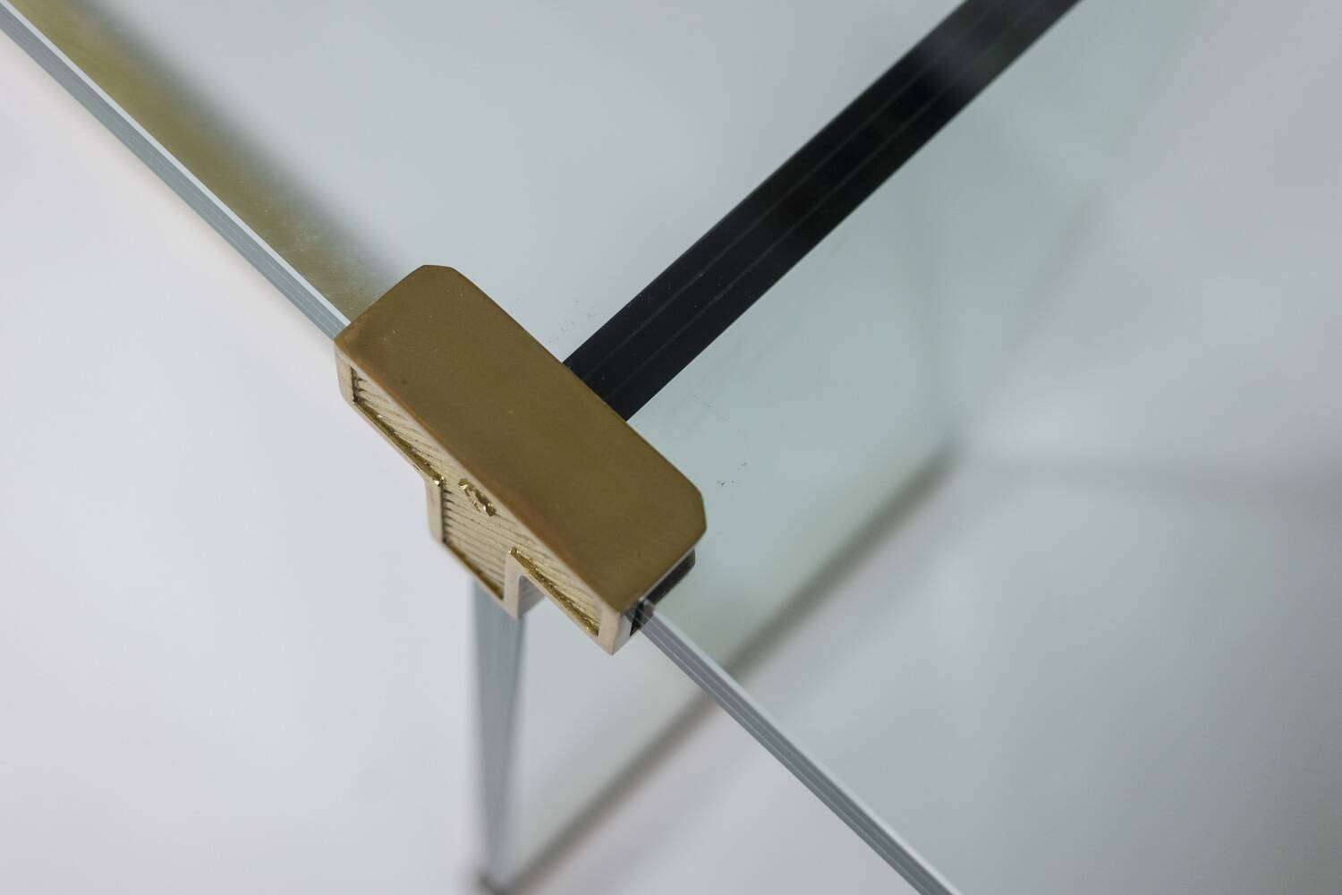 Peter Ghyczy. Glass and gilded brass console. 1970s.