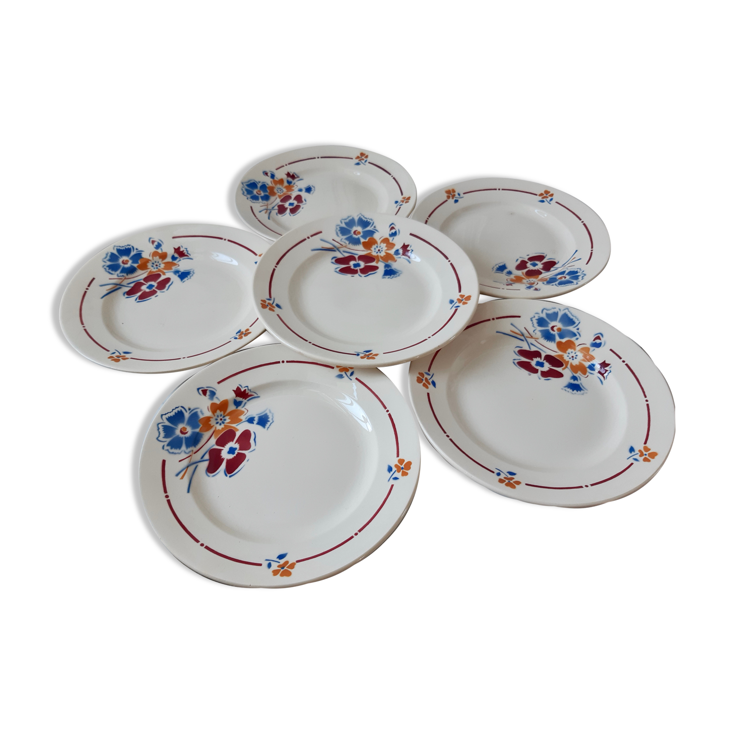 Lot de 6 assiettes à dessert Saint Amand modèle Valentin