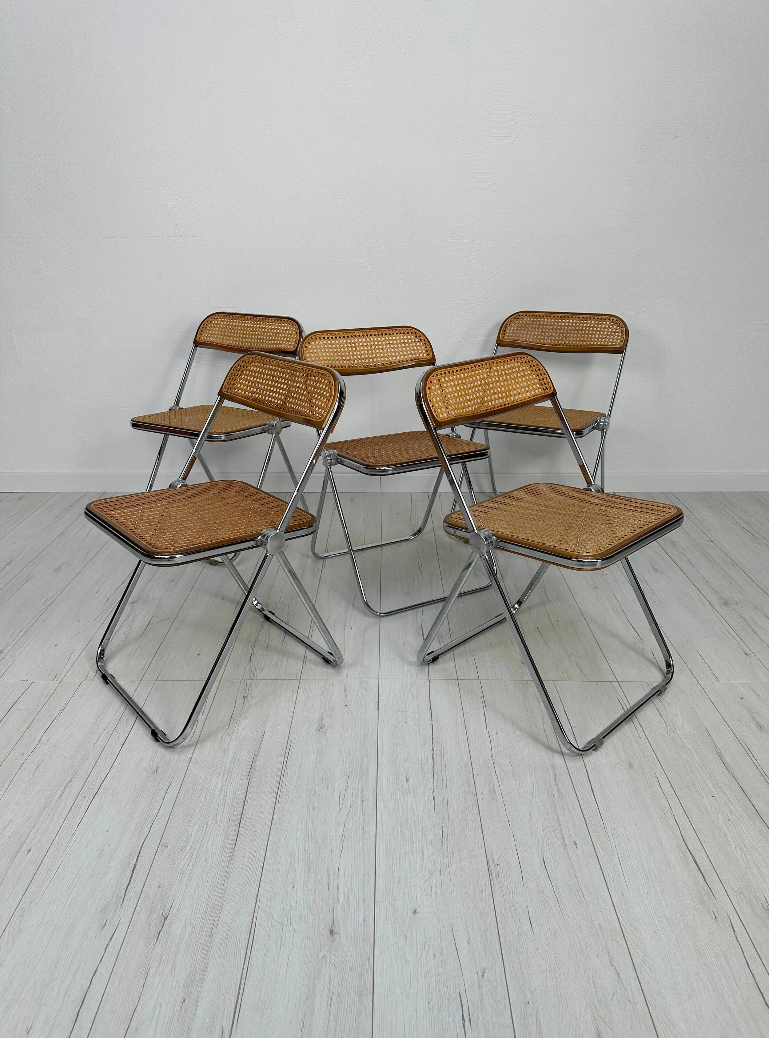 60s Vintage Plia Cane Folding Chair by Giancarlo Piretti - Anonima Castelli