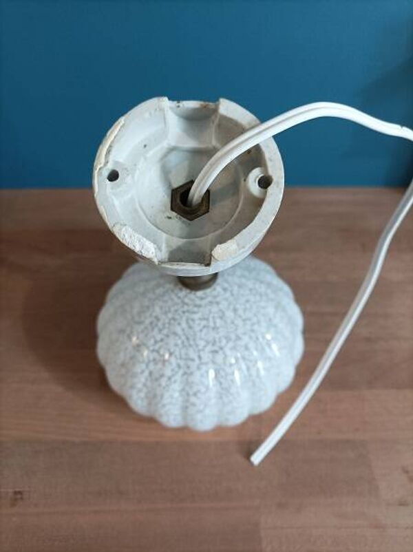 Applique lampe globe clichy coquille base laiton porcelaine