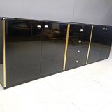 Vintage black lacquer sideboard, 1980s