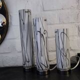 3 glass table lamps by Herstal, Denmark 1980