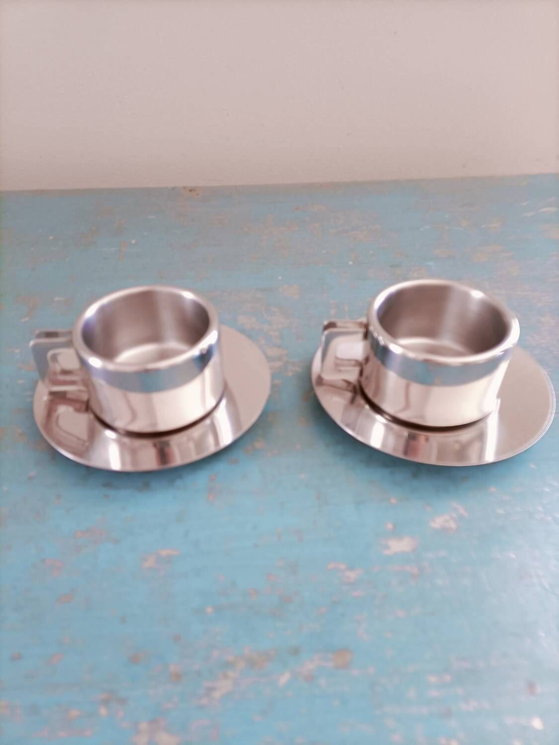 2 vintage Italian stainless steel cups Casalinghi Sto