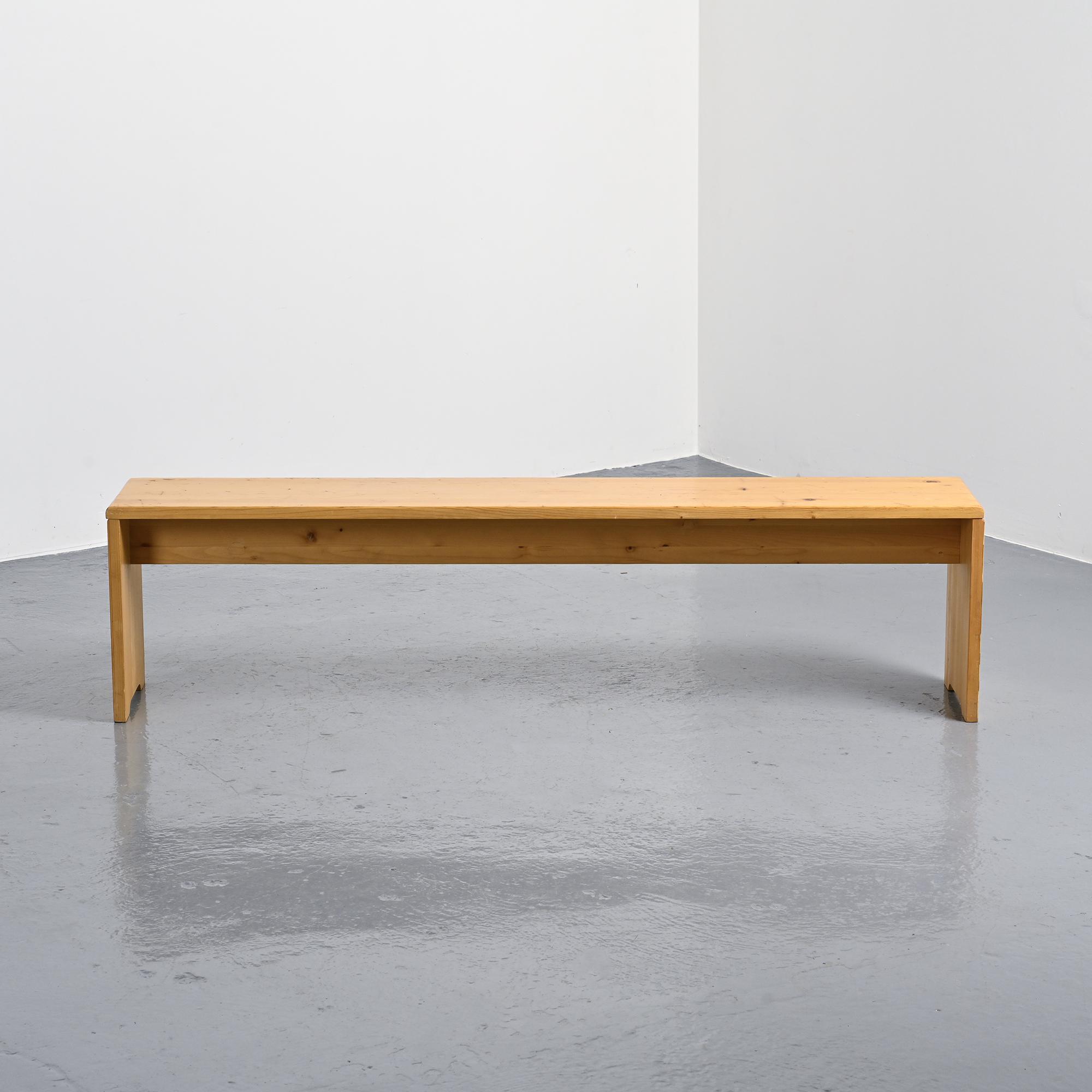 Large bench in solid pine, France, circa 1970