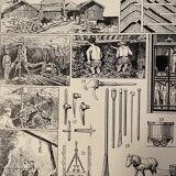 Lithography engraving on minerals and mines from 1928