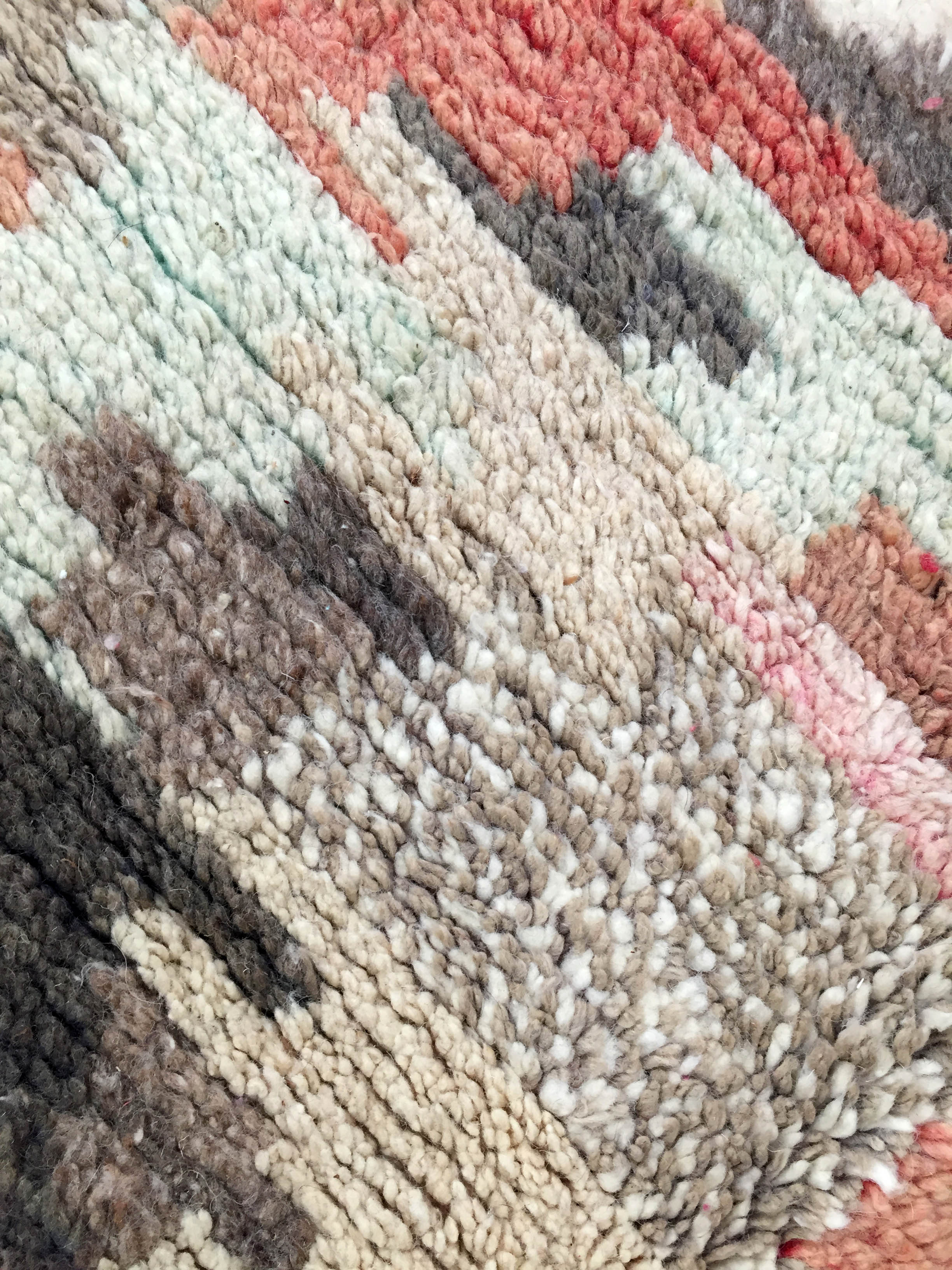 Moroccan Berber boujaad ecru carpet with colorful patterns 303x197cm