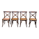 4 bistro chairs with curved wooden backs and cross braces / Crossback