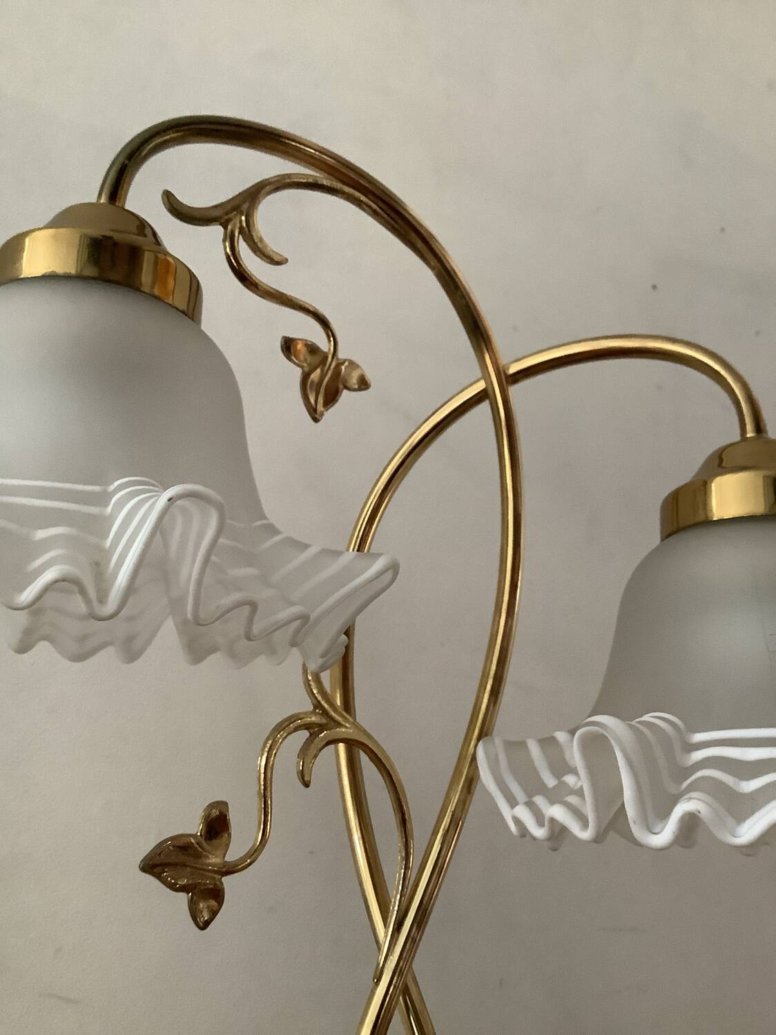 Vintage brass lamp and handkerchief globes