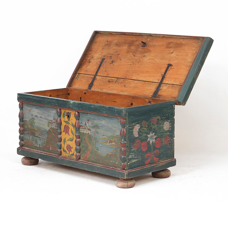 Large Rustic Farmhouse Romantic Folk Art Bridal Chest