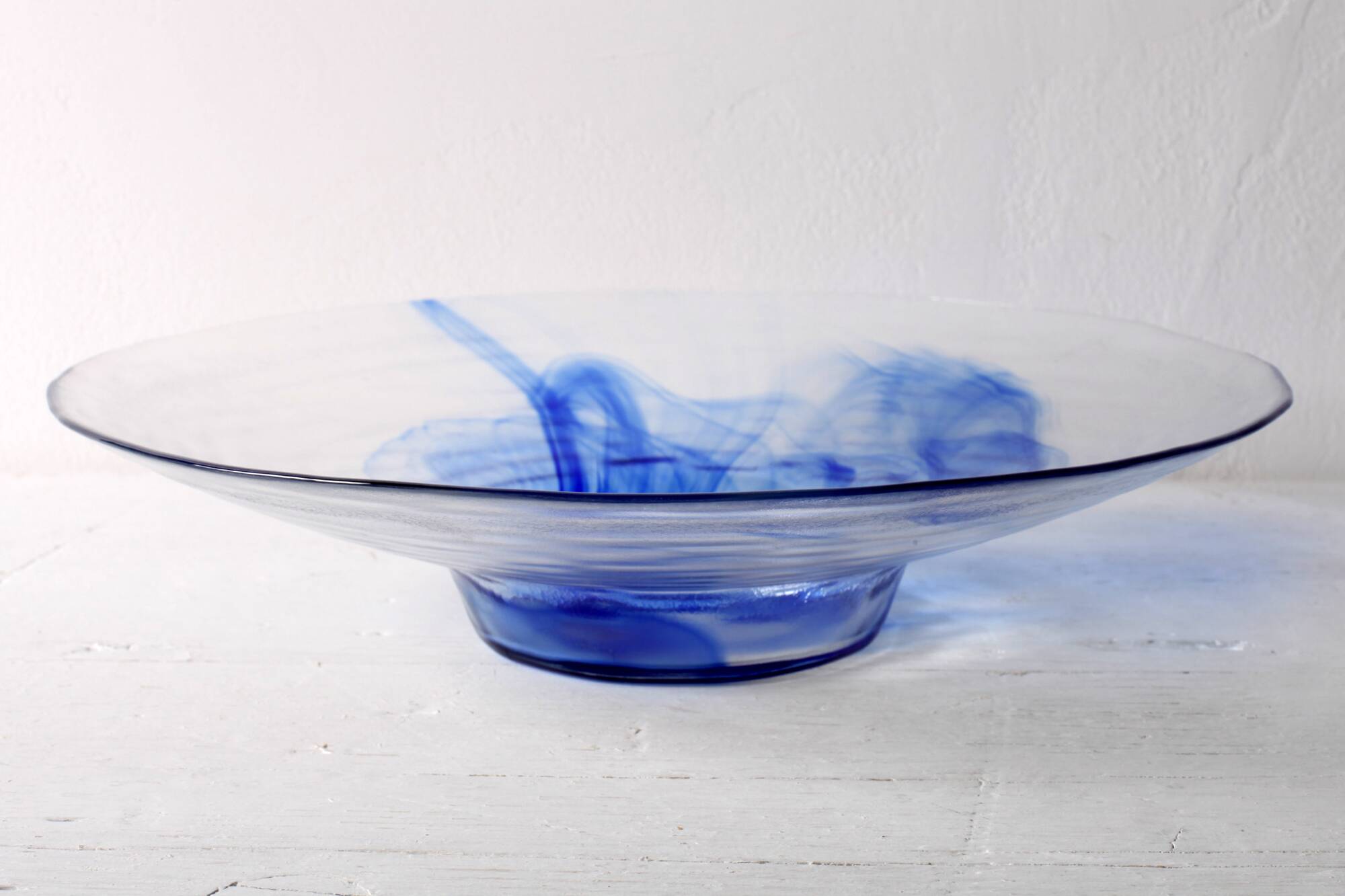 Vintage Bormioli Rocco Blue Swirl Glass Bowl, Mid-Century Italian Art Glass