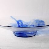 Vintage Bormioli Rocco Blue Swirl Glass Bowl, Mid-Century Italian Art Glass