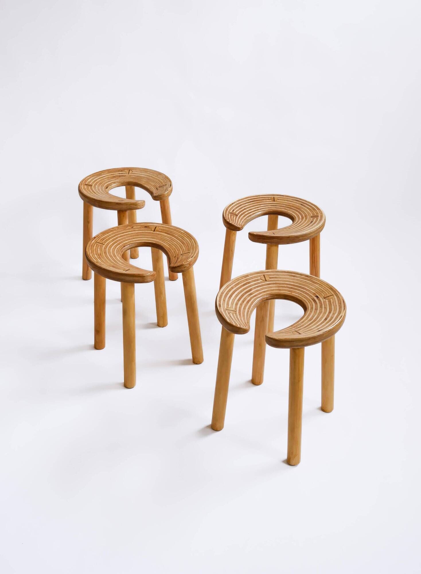 Set of four sauna stools, Antti Nurmesniemi, designed for the Palace Hotel, Helsinki 1952