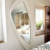 Miroir mural déstructuré Space Age en bois XXL, France, années 70