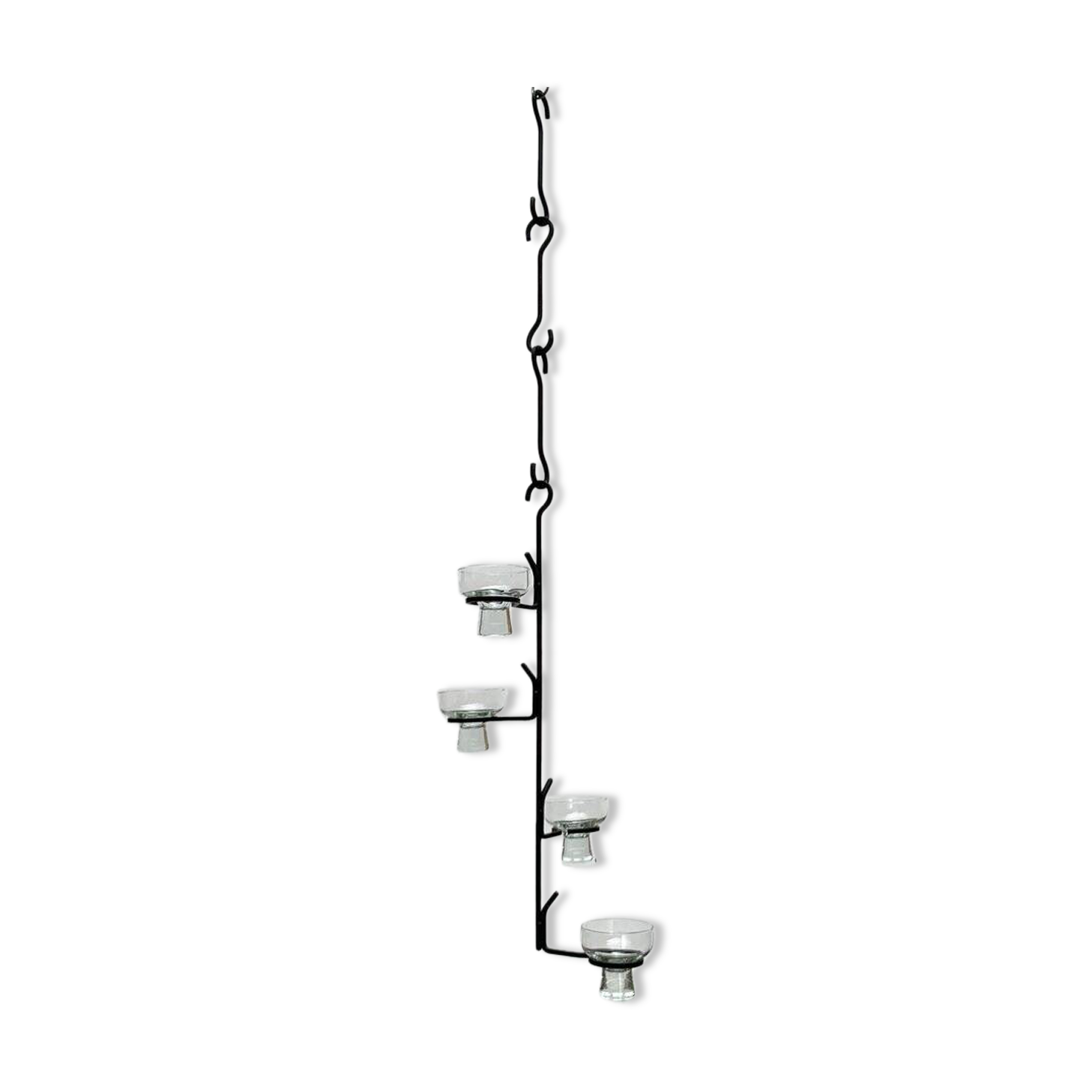 Mid-century metal and glass pendant light from the 1960s.