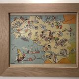 Old poster illustrated map of Brittany 1939 - JP Pinchon