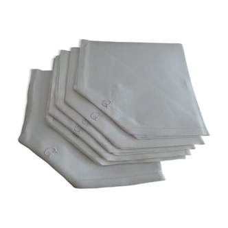 6 old monogrammed G cotton napkins