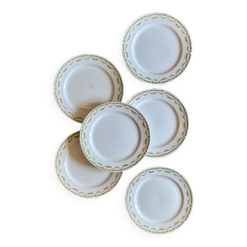 Set of 6 vintage flat ironstone plates - Sarreguemines
