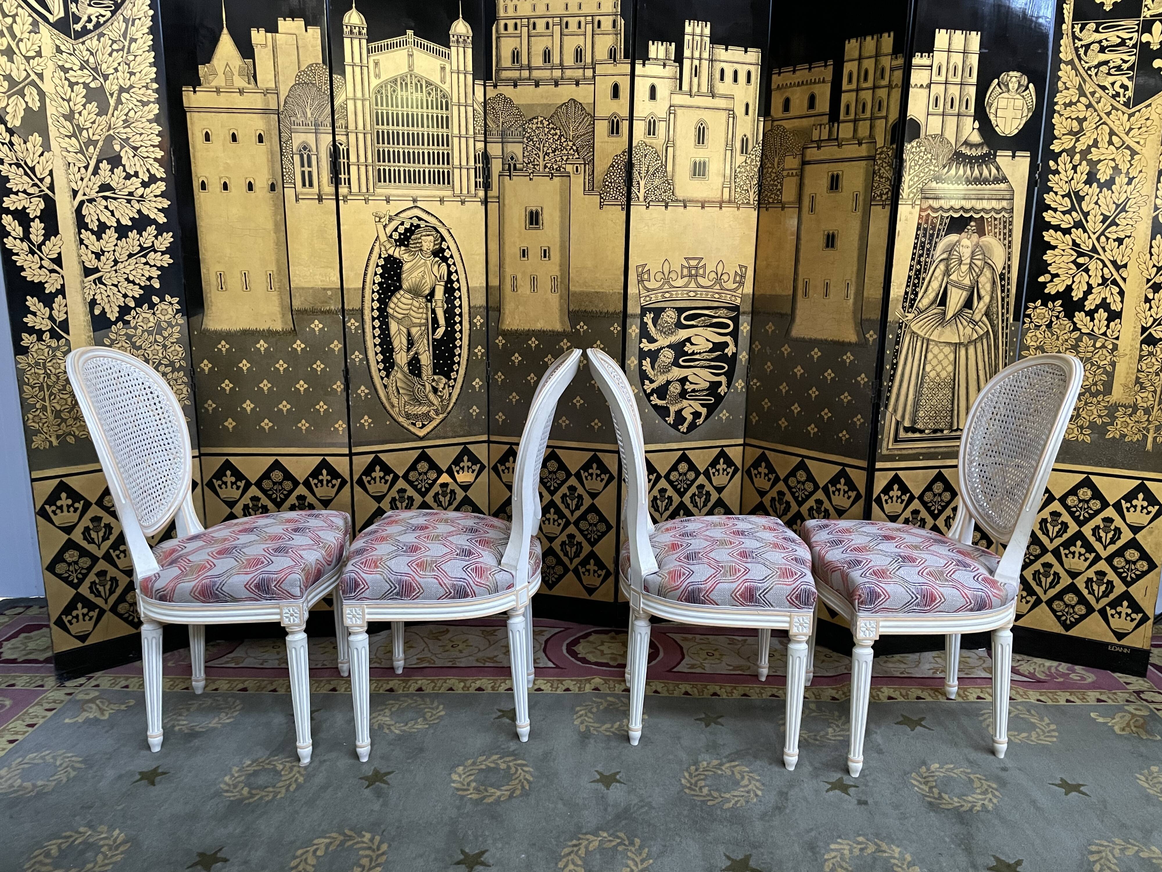 4 chairs louis XVI style medallion