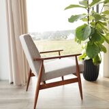 Vintage off-white bouclé armchair concluded by H.Lis