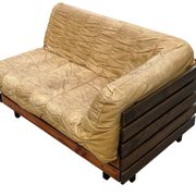 Mid-Century living room sofa in cognac , small model design