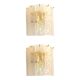 Set of Two Venied-White Alabastro Strips “Listelli” Murano Glass Gold 24k Wall Sconce by SimoEng