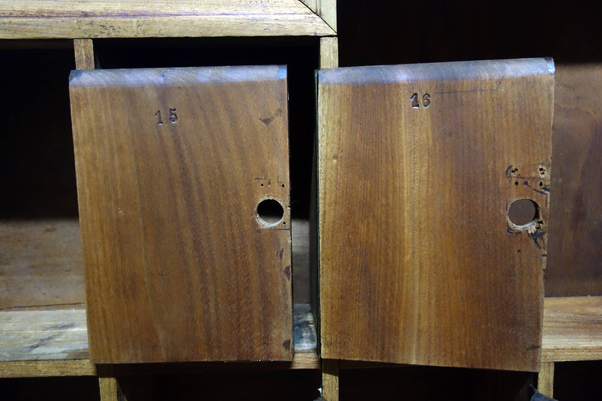 Large vintage wooden mailbox block