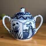 Teapot Sugar Bowl Creamer Japanese Porcelain Asian Blue White Floral Geisha