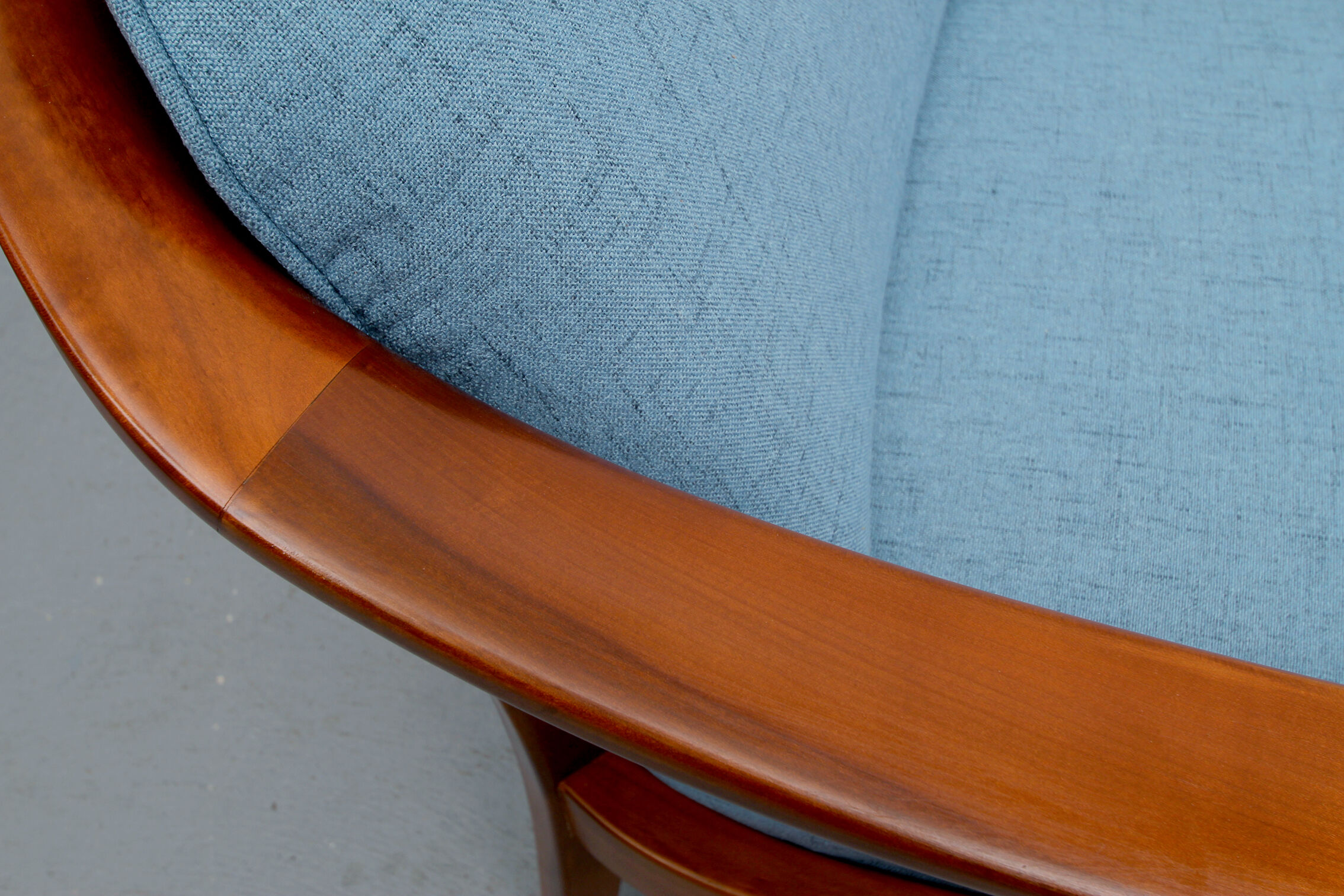 1960s armchair cherrywood in blue, Wilhelm Knoll