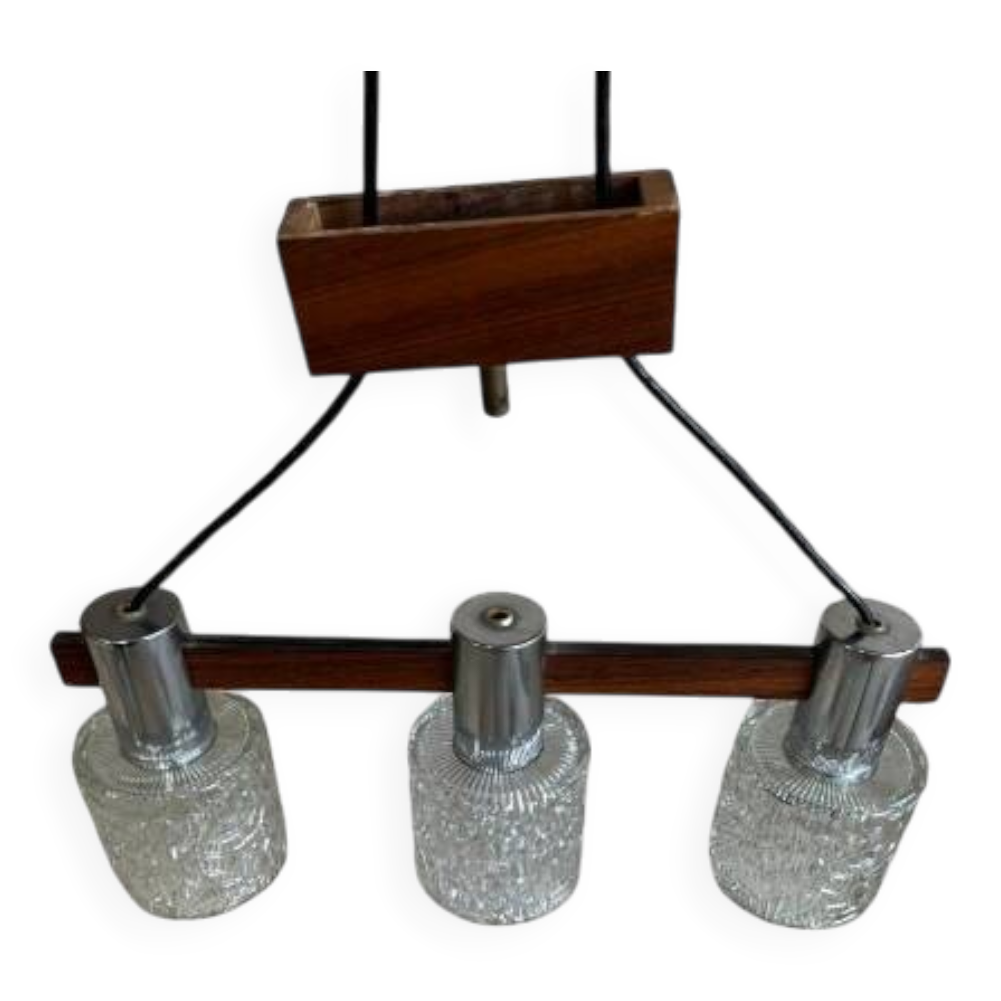 Suspension scandinave en palissandre et chrome 1970
