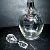 Antique PORTIEUX carafe, Pasteur model, with Empire engraving, 1930