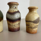 Set of Five Vintage Pottery Fat Lava Vases Made by Scheurich, Germany, 1970s
