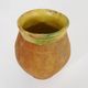 Beautiful little grease pot in yellow terracotta and glazed green. NINETEENTH century
