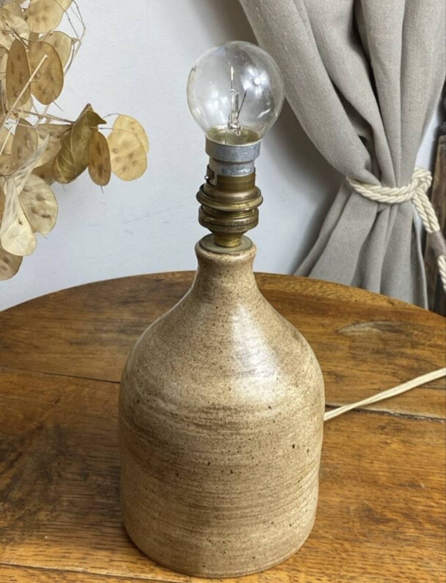 Stoneware lamp, wool lampshade