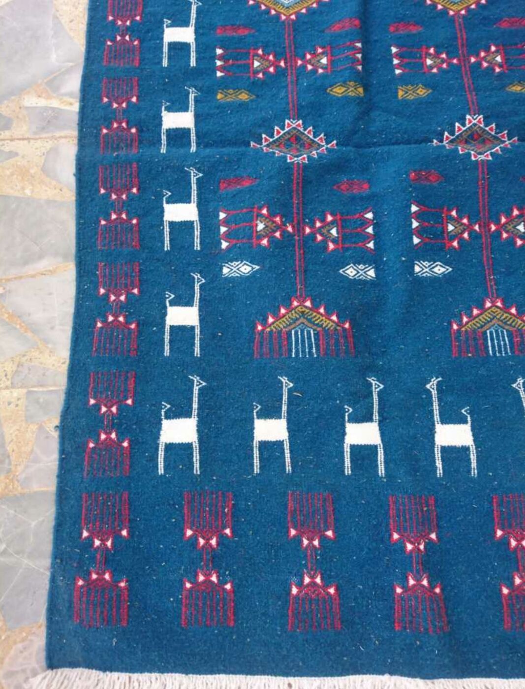Blue Berber kilim in pure wool carpet 95x150cm