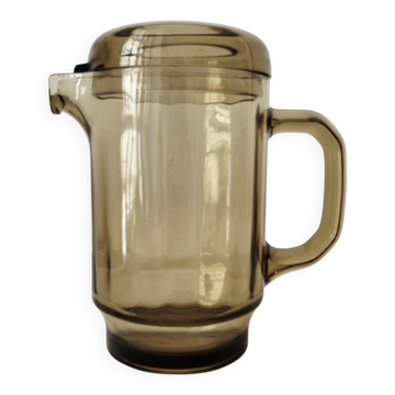Carafe vintage avec couvercle en verre fumé '70s/'80s - Arcoroc France