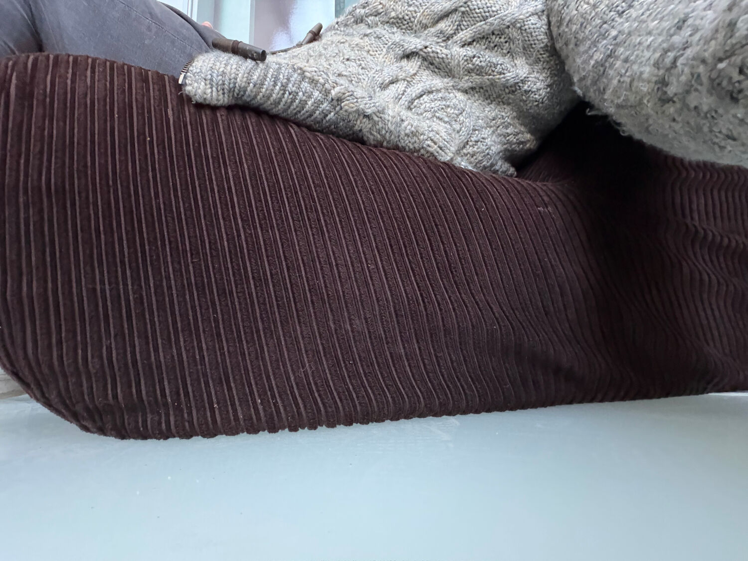 Pair of brown corduroy armchairs