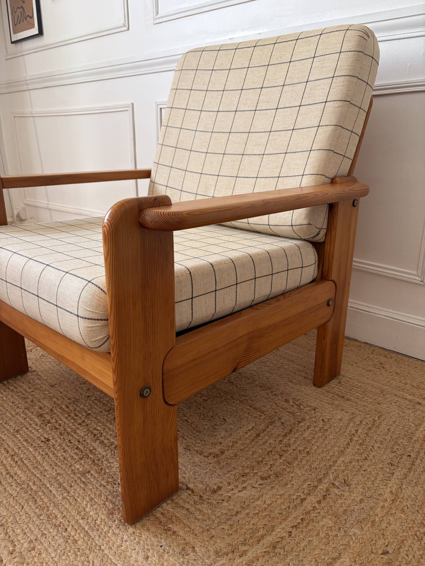 Modernist armchair in solid pine