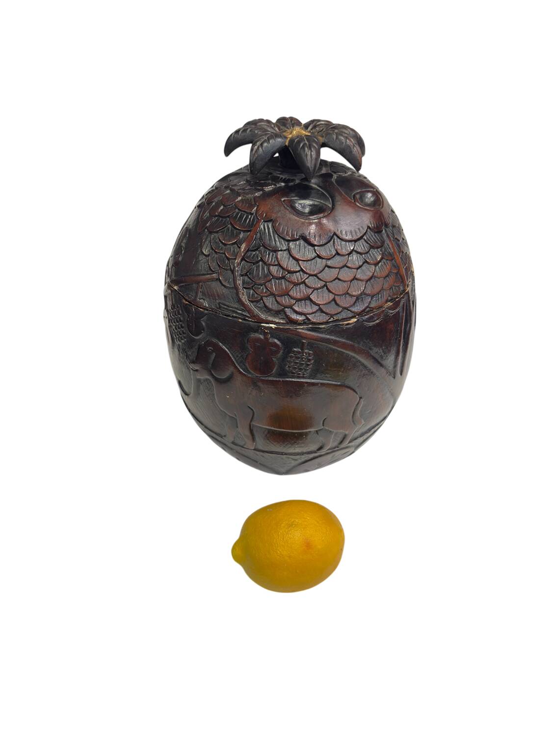 Seau à glace ancien Noix de Coco decors ananas et animaux